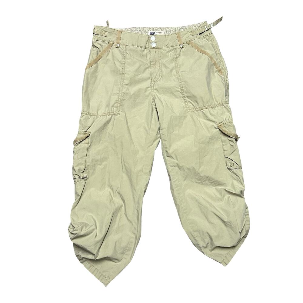 Y2K Faded Glory Cargo Capri Pants Womens Sz 10 Khaki Boho Utility Granola 2000s